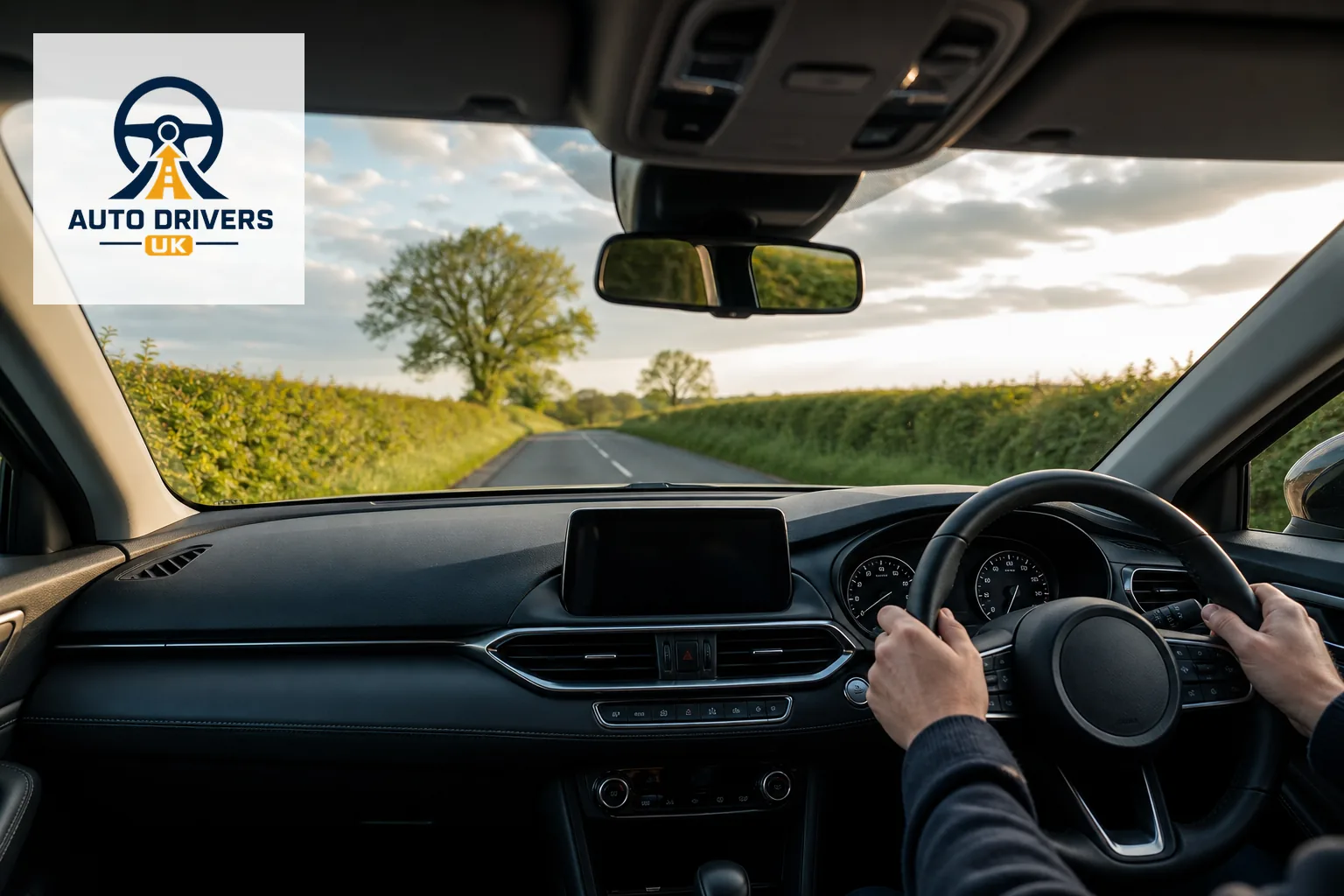 Open UK road during a driving lesson