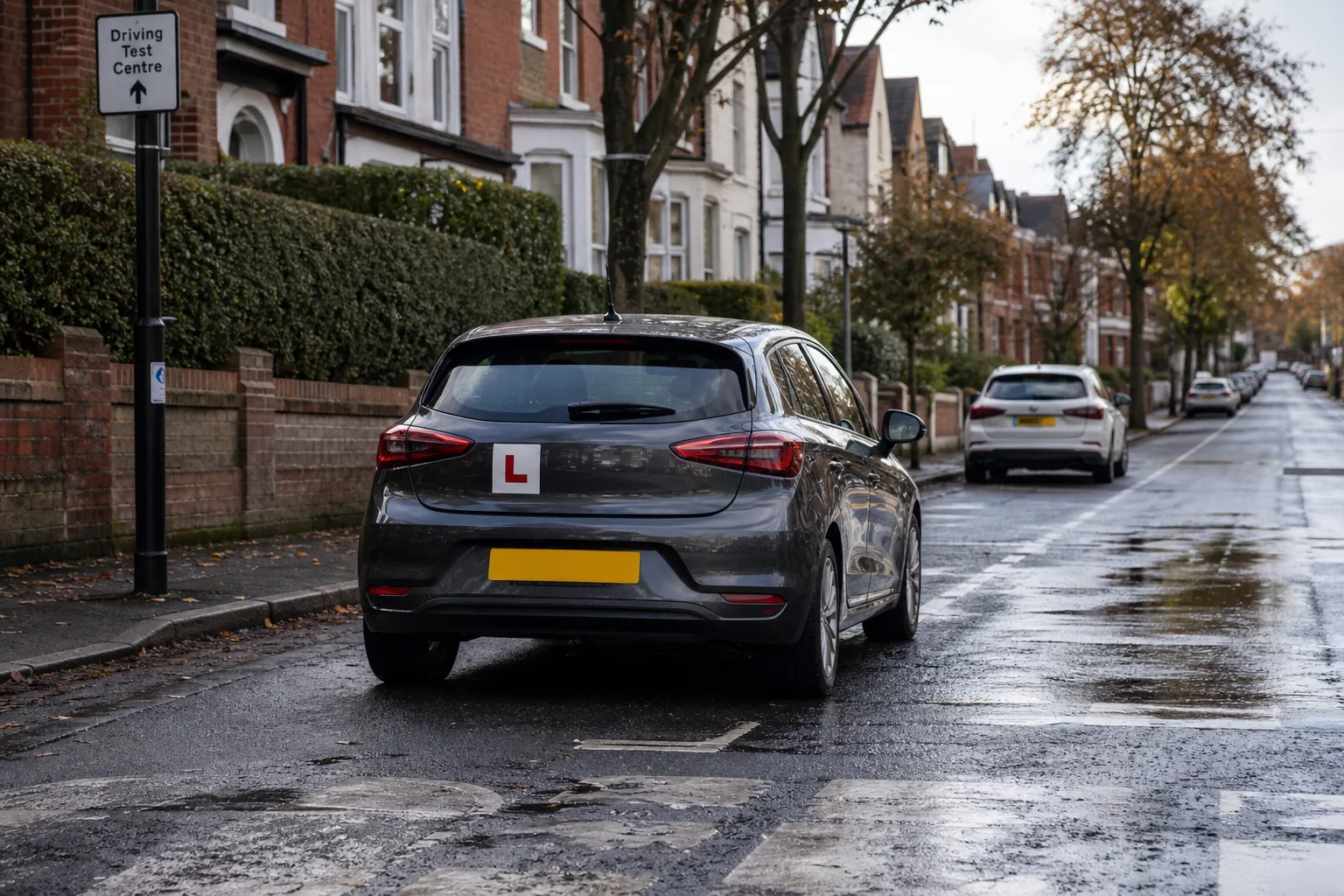 Driving lesson on a UK city street
