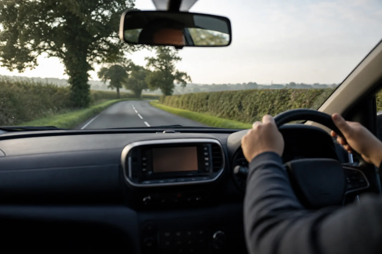 Countryside road view during a lesson